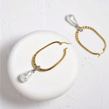 Gold Color Dangle Baroque Pearl Stone Tassel Earrings Spring New Design