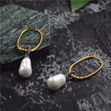 Gold Color Dangle Baroque Pearl Stone Tassel Earrings Spring New Design