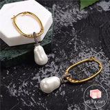 Gold Color Dangle Baroque Pearl Stone Tassel Earrings Spring New Design