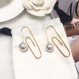 European Jewelry Gold Color Big Geometric Dangle Baroque Pearl Tassel Earrings
