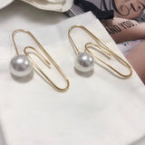 European Jewelry Gold Color Big Geometric Dangle Baroque Pearl Tassel Earrings