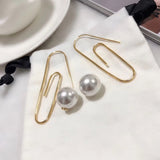 European Jewelry Gold Color Big Geometric Dangle Baroque Pearl Tassel Earrings