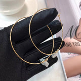 European Jewelry Gold Color Big Round Dangle Natural Baroque Pearl Tassel Earrings