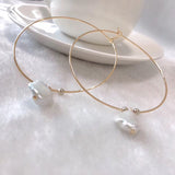 European Jewelry Gold Color Big Round Dangle Natural Baroque Pearl Tassel Earrings