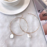 European Jewelry Gold Color Big Round Dangle Natural Baroque Pearl Tassel Earrings