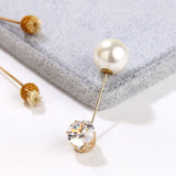Vintage Gold Brooch Pins Double Head Simulation Pearl Large Big Brooches