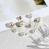 Vintage Gold Brooch Pins Double Head Simulation Pearl Large Big Brooches