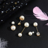 Vintage Gold Brooch Pins Double Head Simulation Pearl Large Big Brooches