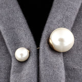 Vintage Gold Brooch Pins Double Head Simulation Pearl Large Big Brooches