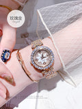 Crystal Quartz Bracelet Bangle Wristwatch Flower Dial