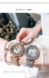 Crystal Quartz Bracelet Bangle Wristwatch Flower Dial