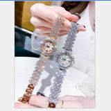 Crystal Quartz Bracelet Bangle Wristwatch Flower Dial