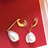 Natural Freshwater Cultured Pearl Dangle Luxury Gold Jewelry Fancy AB Design Tassel Earrings