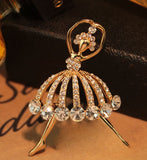 Temperament Ballet Girl Cartoon Metal Crystal Collar Pin Brooches