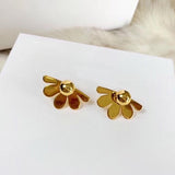 Luxury Brand Summer Individual Half Flower Stud Earrings