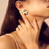 Luxury Brand Summer Individual Half Flower Stud Earrings