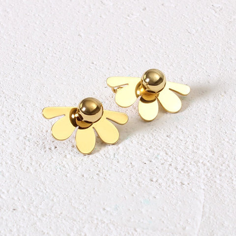 Luxury Brand Summer Individual Half Flower Stud Earrings