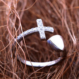 Jinwateryu 925 pure silver Korean cross/small heart opening ring