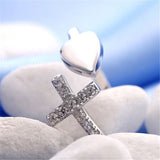 Jinwateryu 925 pure silver Korean cross/small heart opening ring