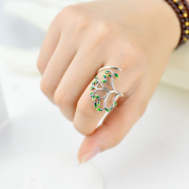 Jinwateryu Vintage tree of Life  Jewelry 925 silver Ring