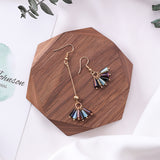 Korean Statement Unique Asymmetrical Gold Long Tassel Colorful Crystal Dangle Drop Earrings