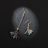 Korean Statement Unique Asymmetrical Gold Long Tassel Colorful Crystal Dangle Drop Earrings