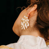 Korean Earrings Punk Gold Color Pearl Tassel Drop Earrings