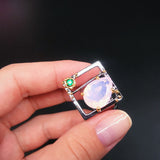 Large Square Shape Ring with Big Pink Zirconia Hyperbole