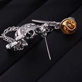 Metal Punk Skull Lightning Tassel Chain Pins and Brooches