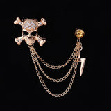 Metal Punk Skull Lightning Tassel Chain Pins and Brooches