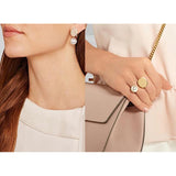 Modern Rear-mounted Pearl Dangle Earrings Cuff Ring Jewelry Set