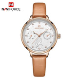 Leather Date Week Casual Waterproof Wristwatch