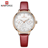 Leather Date Week Casual Waterproof Wristwatch