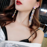 Crystal Women Long Style Tassel Dangle Earrings