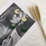 Iconic Jewelry Crystal Green Dangle Full Zircon Modern Round Circle Fancy Earrings