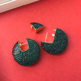 Iconic Jewelry Crystal Green Dangle Full Zircon Modern Round Circle Fancy Earrings
