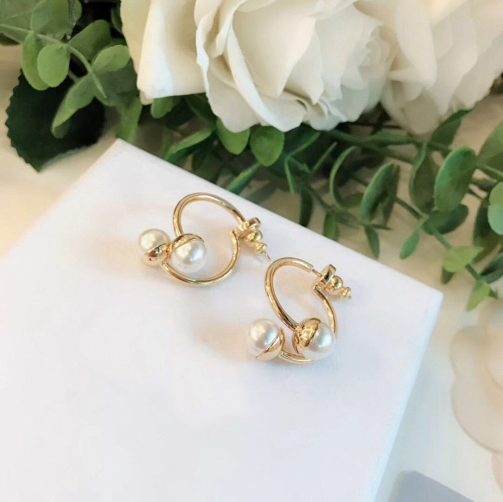 Round Freshwater Pearl Gold Color Dangle Tassel Earrings