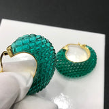 Fancy Crystal Green Acrylic Luxury Brand Gold Hoop Earring