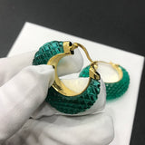 Fancy Crystal Green Acrylic Luxury Brand Gold Hoop Earring