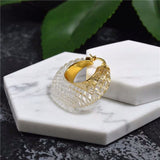 Crystal White Acrylic Gold Crystal Hoop Earrings