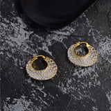 Crystal White Acrylic Gold Crystal Hoop Earrings