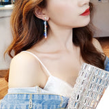 Crystal Classic Geometric Long Dangle Korean Simple Earrings