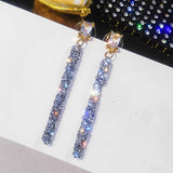 Crystal Classic Geometric Long Dangle Korean Simple Earrings