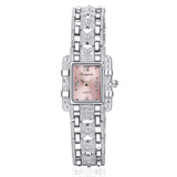 Luxury Silver Bracelet Rectangle Dial Quartz Wristwatches