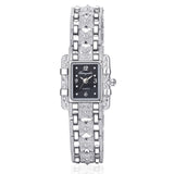 Luxury Silver Bracelet Rectangle Dial Quartz Wristwatches