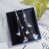 Long Pendant Alloy Trendy Butterfly Super Fairy Tassel Dangle Earrings
