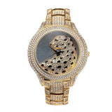 Rhinestone Crystal Quartz Watches Lady Leopard Dress Wristwatches