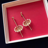 Gold Crystal Dangle Ferris Wheel Fancy Pearl Tassel Earrings