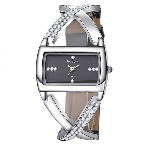 Gogoey Rectangular Dial Crystal Quartz Watches