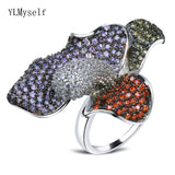 Multi Crystal Zirconia Big Rings Party Trendy Flowere Ring